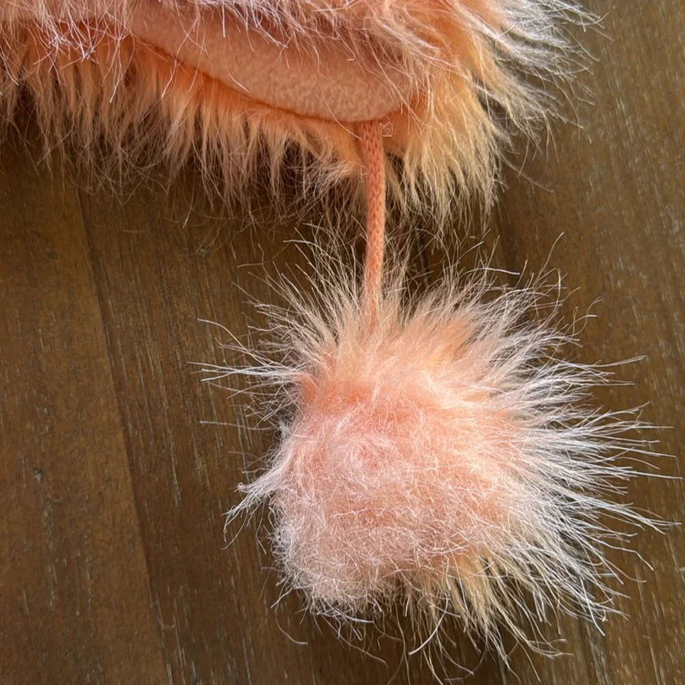 Appaman Girl's M(2Y/3Y/4Y) Rose Bloom Faux Fur Trapper Hat Cute Cat Ears Pom Pom